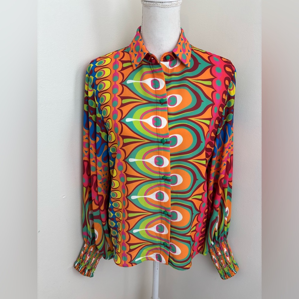 ALEXIS Multicolor Patterned Blouse Size Small - image 10